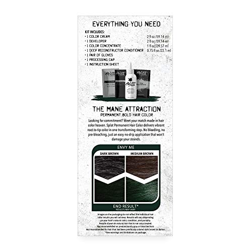 Splat Envy Me Green Double Lift Permanent Hair Dye Kit, 1 Application, Includes Green Hair Color, Developer, Concentrate, Conditioner, Gloves, Processing Cap & Instructions, Vegan & Cruelty Free
