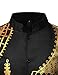 ZEROYAA Men's Traditional Suit Long Sleeve Button up African Foil Stamping Dashiki Shirt and Pants Ethnic 2 Piece Outfit Black Gold Medium