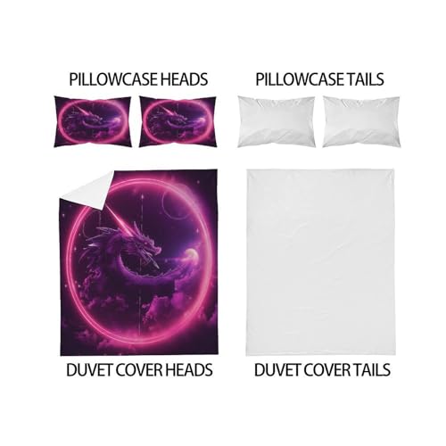 Housse de couette Wild Animals Super King 260x220cm Purple Dragon avec 2 taies - 4