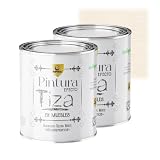 SPSIL Pintura a la Tiza Blanco Roto (750ml X 2) Multiusos Sin Lijado, Interiores Exteriores Bricolaje y Renovación de Muebles