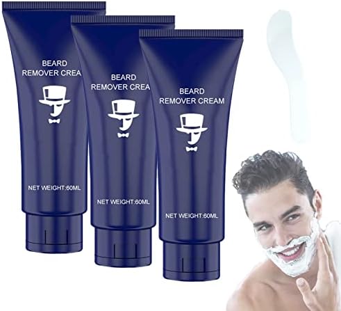 Men Permanent Hair Beard Removal Cream Depilatory Paste Face, Hair Removal Cream Men's Facial Beard Remover Gel 60ML With a scraper (3PCS)