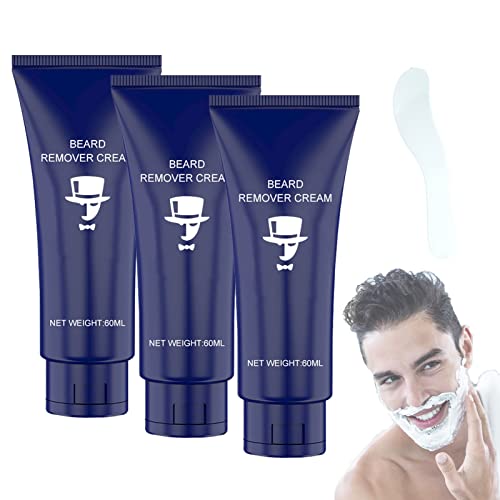 Men Permanent Hair Beard Removal Cream Depilatory Paste Face, Hair Removal Cream Men's Facial Beard Remover Gel 60Ml With A Scraper (3Pcs) #TOP28