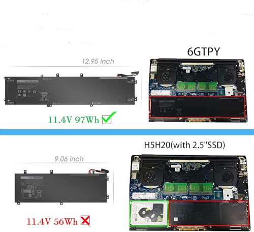 Batterie Dell Precision 5520 6GTPY 97Wh remplacement ordinateur portable
