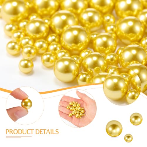 Sratte 360個 ガラス 大理石 宝石 花瓶 フィラー 12、10、6mm ガラスビーズ 花瓶用 透明 小さなビー玉 ラウンド 装飾 ビー玉 宝石 小石 スリングショット用 (ゴールド) [3]