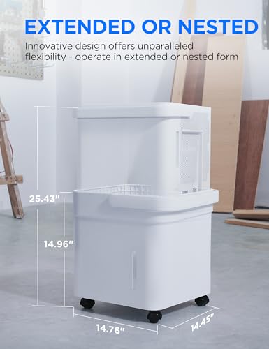 Image of Midea Cube 50 Pint Dehumidifier for Basement and Rooms at Home for up to 4,500 Sq. Ft., Smart Control, Compatible with Alexa (White), Drain Hose Included