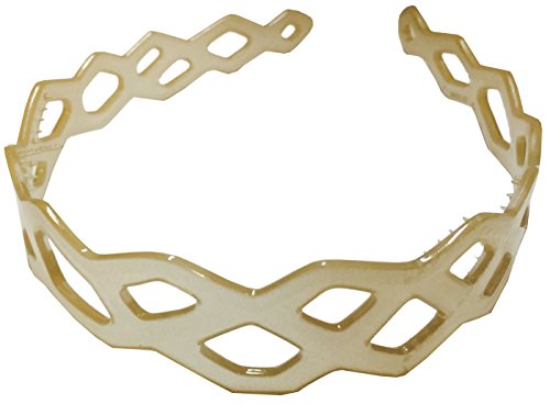 Parcelona French Honey Comb Wide Ivory Beige Shades Celluloid Acetate Hair Head Headband for Girls