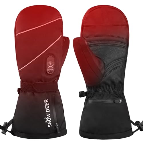 Heated Ski Gloves for Men and Women - 7.4V 2200MAH Electric Rechargeable Battery Mittens for Winter Sports, Camping, Hiking - Arthritis Hand Warmer (L)