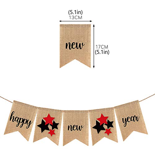 Banner de ano novo Amosfun Happy New Year Banner com design de estrela guirlanda de decoração de fes