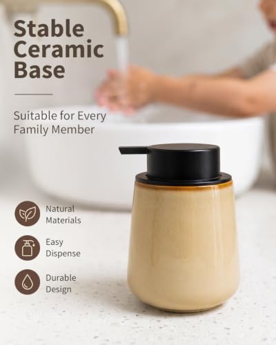 Image of BosilunLife Hand Soap Dispenser - Ceramic Dish Soap Dispenser for Bathroom 12ounce Refillable Liquid Hand Wash Dispenser for Essential Oil, Lotion Soap, Coffee