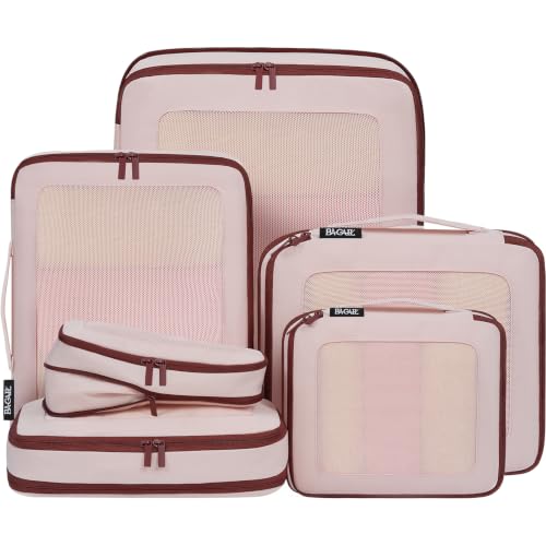 Image of AGAIL Compression Packing Cubes for Travel Essentials, 6 Set-Light Pink