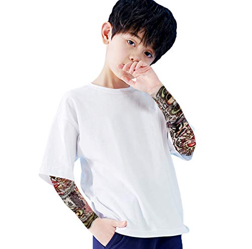 Coralup Toddler Tattoo Sleeve Shirts Boys Cotton Tees Solid Tops(White,2-3Years)