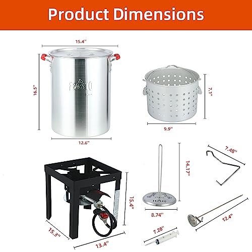 Image of Feasto 22701A 30QT Turkey & Fish Fryer Set for Outdoor Cooking, CSA Certified,Turkey Deep Fryer Pot with Basket for Thanksgiving Day, 50,000 BTU Propane Burner Outdoor Fryer