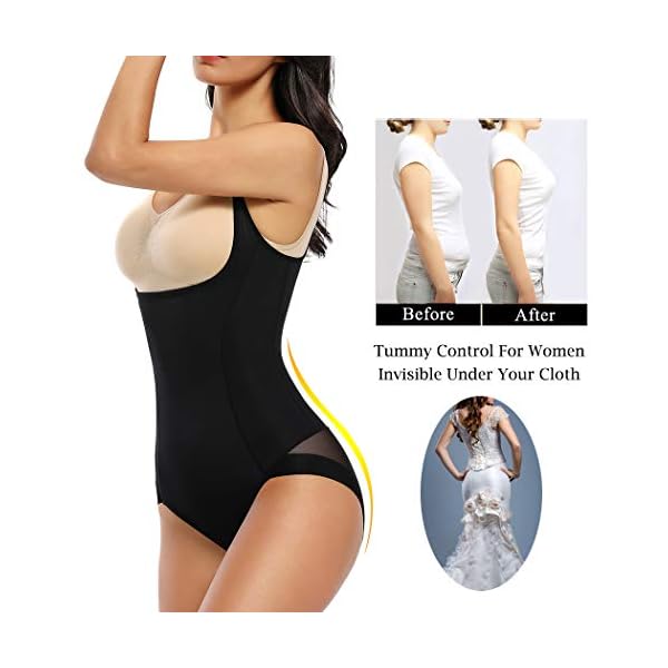 Shapewear-Bodysuit-for-Women-Tummy-Control-Full-Body-Shaper-Open-Bust-Waist-Trainer-Bodysuit JOYSHAPER Shapewear Bodysuit for Women Tummy Control Full Body Shaper Open Bust Waist Trainer Bodysuit (Black (Mesh Butt), Medium)