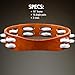 Traditional Wood Tambourine with Aluminum Jingles, Double Row — NOT MADE IN CHINA — Great for All Musicians, 2-YEAR WARRANTY