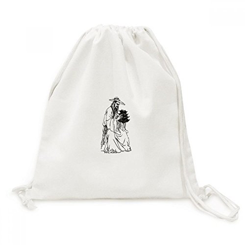 Sac à cordon en toile Dao Religion Encre de Chine robuste et spacieux pour vos voyages