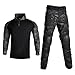 Combat Suit Military Paintball Clothing with Knee Pads & Elbow Pads for Men, Pants and Shirts Set (Black Camouflage, 3X-Large)