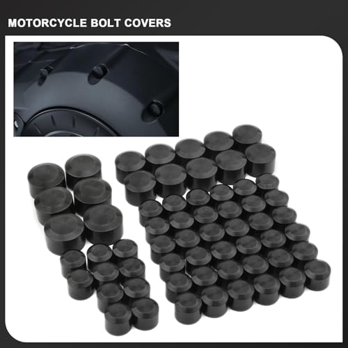 Image of Motorcycle Bolt Covers Head Bolts Engine Toppers Caps Kit for Harley 2017-2025 Touring Road King Street Glide Electra Road Glides 2018-2025 Softail Fatbob Breakout (Black, Aluminum)