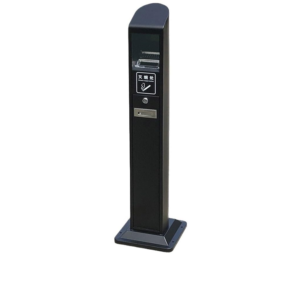 OWOHYG Ashtray Trash Can Outdoor Black Floor Standing Ash Column Cigarette Extinguishing Bucket Cigarette Butt Collection Stainless Steel Outdoor Ashtrays For Cigarettes.