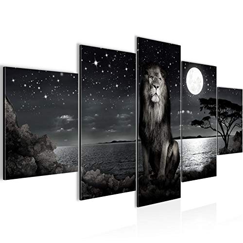 Runa Art - Bilder Afrika Löwe 200 x 100 cm 5 Teilig XXL Wanddekoration...
