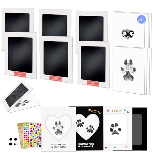 MYPAWLETS Paw Print Kit,Clean Touch/Inkless Ink Pad for Dog/Cat Pawprints,Paw Print Stamp Pad for Dogs,Dog Paw/Nose Print Keepsake,Pet Paw Print Impression Kit with Frame,Gifts for Pet Parents-6 Pack