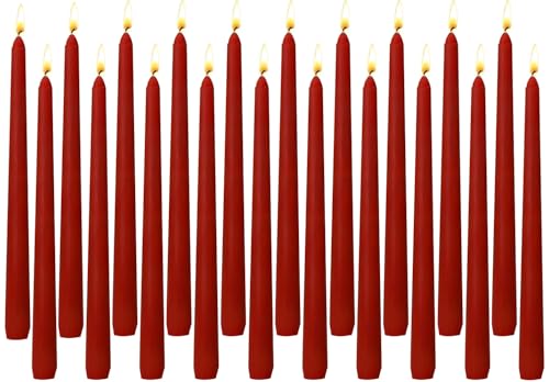 20-Pack Burgundy Taper Candles Unscented 10 Inch Tall Dinner Table Candles for Wedding Centerpieces Bulk Candlesticks Smokeless Dripless Dark Red Decorative Candles for Christmas Home Decor