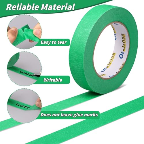 Image of 24 Rolls Green Painters Tape Bulk 1 inch x55Yards, Total1320 Yards, Painters Masking Tape No Residue Wall Painting Tape Artist Tape Trim Edge Finishing Tape for Wall Painting Decoration DIY Supplies