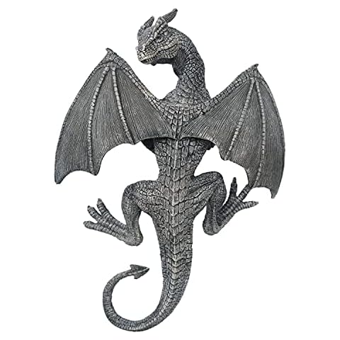 BELLA HAUS DESIGN Dragon Winged Gargoyle Fence Hanger – Outdoor Wall Decor- Detailed Fence Topper Hanging Statue- Gothic Climbing Grotesque Dragon for Fence, Garden Patio, Porch (14 Inch) Cover
