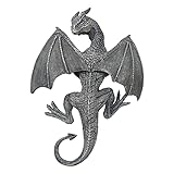 BELLA HAUS DESIGN Dragon Winged Gargoyle Fence Hanger Outdoor Wall Decor- Detailed Fence Topper Hanging Statue- Gothic Climbing Grotesque Dragon for Garden, Patio, Porch (14 Inch)