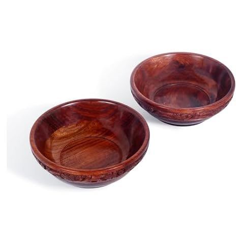 TrendBell Set of 2 Wooden Snack Bowls Cover