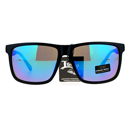 Locs Mirror Lens Gangster Oversized Rectangular Wayfarer Sunglasses Teal Revo3