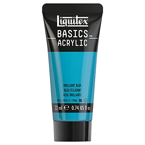 Liquitex Basics - Pintura Acrílica, Para Bellas Artes y Manualidades, Resistentes a la Luz, Viscosidad Media, Acabado Satinado, Tubo de 22 ml - Azul Brillante