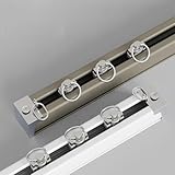 Binario per tenda in alluminio da 180 cm, montaggio a parete/soffitto per divisorio, tende da doccia e camper, barra singola resistente, finitura champagne