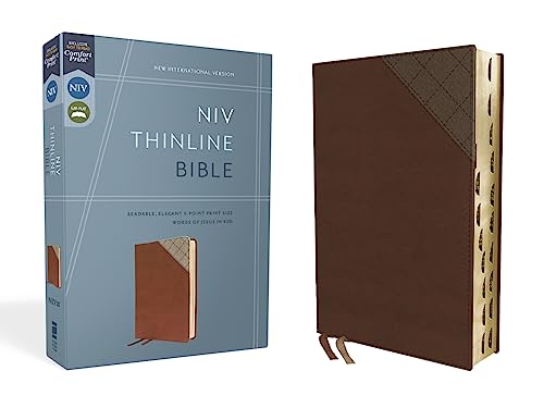 Niv, Thinline Bible, Leathersoft, Brown, Red Letter, Thumb Indexed, Comfort Print: New International Version, Brown, Leathersoft, Red Letter, Thinline