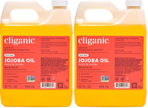 Óleo de jojoba Cliganic 100% puro, não refinado, prensado a frio, 1,92 L, Pacote com 2