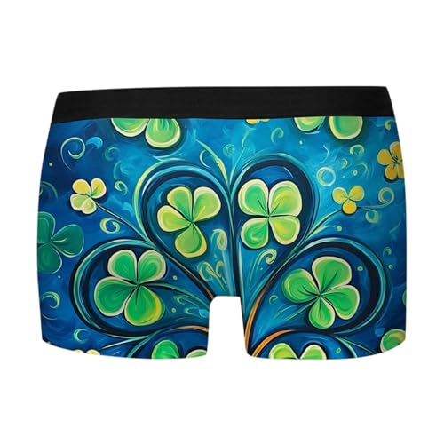Men'S St. Paddy'S Day Boxer Briefs - Fashion 3D Digital Print, Shamrock Theme Comfort Underwear Gift,Sky Blue,M