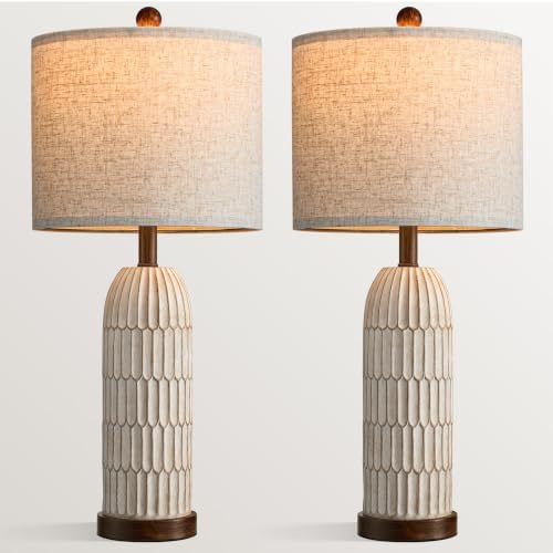 OYEARS 26" Bedside Table Lamps Set of 2, Farmhouse Lamp with USB,Dark Brown — view 8