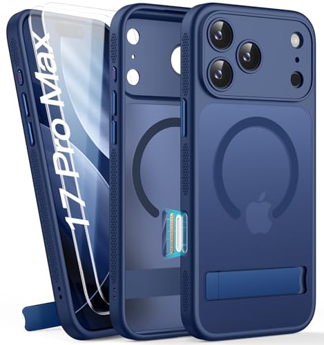 Coque iPhone 17 Pro Max MagSafe silicone bleu avec 2 verres trempés