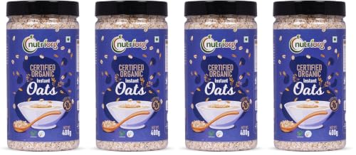 Image of Nutriorg Organic Instant Oats 800g (Pack of 4 x 400 gm)