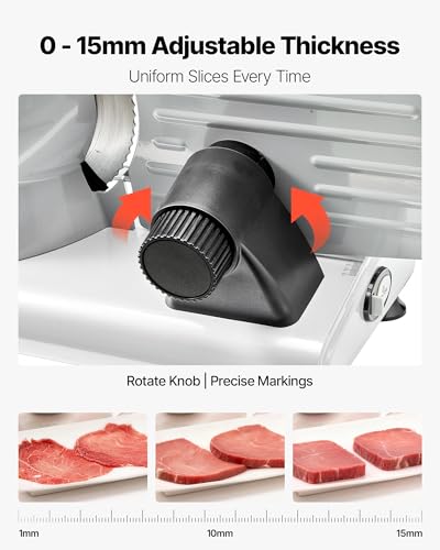 Image of VEVOR Meat Slicer, 8.6 inch 200W Electric Deli Slicer Machine with two SUS420 Blade, 0-0.6 inch Adjustable Thickness, ETL Certified Home Food-Slicer for Meat, Ham, Baguett, Steak