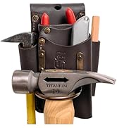 FESA Small Leather Tool Pouch - 5-in-1 Heavy Top Grain Leather Small Tool Pouch with a Steel Hamm...