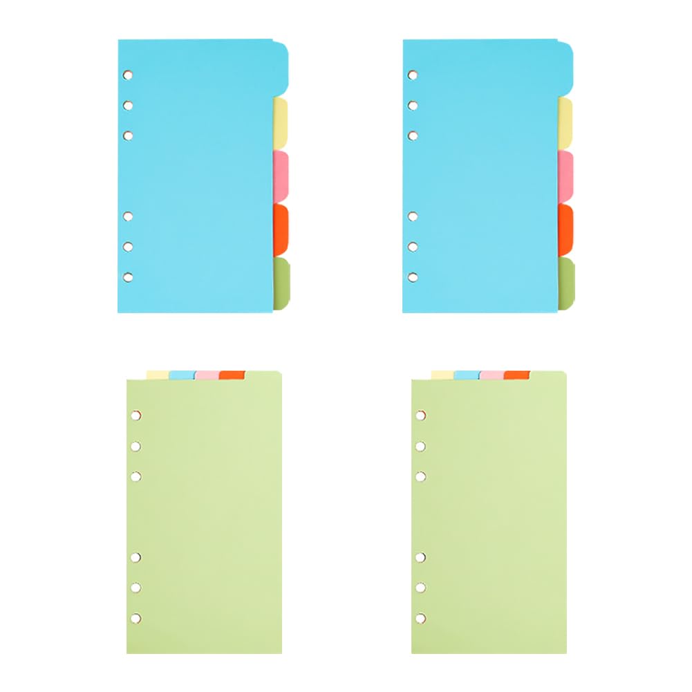 HugeDE 4 Sets Binder Dividers Vertical Horizontal Subject Dividers 6 Hole Punched Ring Binder Divider Colorful Section Index Dividers for Notepad A6