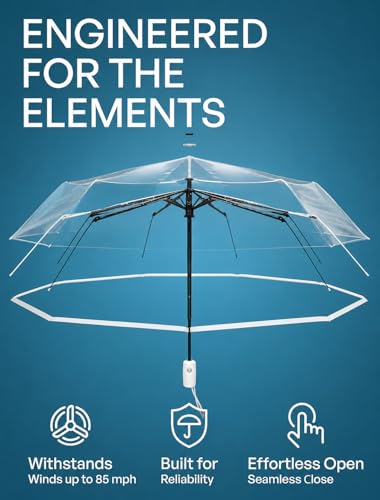 Image of VOGARD Windproof Travel Umbrella, Compact Auto Folding Umbrella for Rain & Sun, Strong Frame Lightweight Portable Umbrella for Men & Women