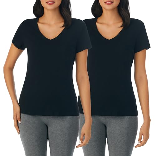 Image of Nautica Womens Sleep Shirt - Lightweight, Breathable Pajama Top - Cotton Knit Jersey V-Neck Sleepwear and Loungewear