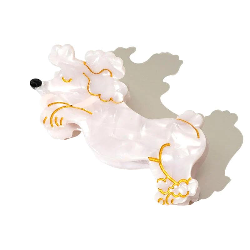Nordstral Hair Clip Dog King Poodle - 7.5 cm, Women & Girls, White