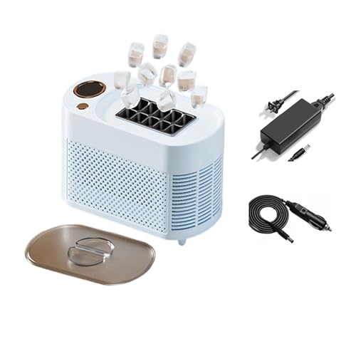 Comptoir portable Mini Créateur de glace, 12v DC Conception de comptoir compacte, fenêtre de vue, simple libération de glace pour la cuisine maison Parties de bureau Rv Voyage (Blue_02)