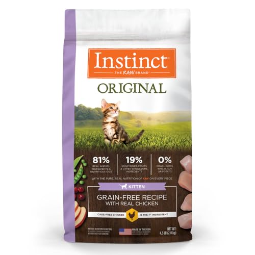Instinct Original Kitten Dry Cat Food, Raw Coated Kibble, High Protein, Grain Free Recipe - Real Chicken, 4.5 lb. Bag