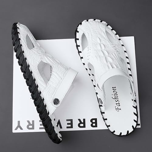 Hand sewn genuine leather breathable beach sandals for summer, lightweight casual slippers4