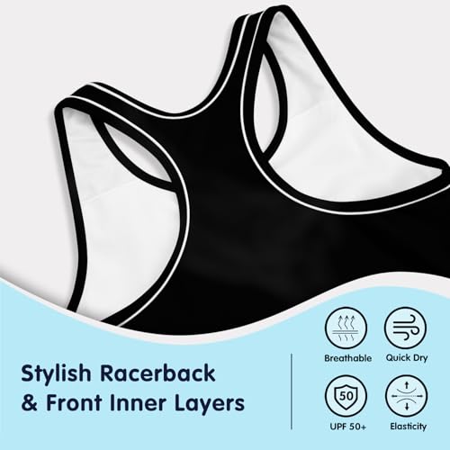 Image of Girls Tankini 2 Piece Swimsuit Racerback with Shorts Quick Dry Bathing Suit for Girls 3-14Y