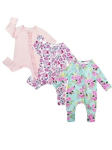 Image of Bow Dream Baby Girl Clothing Footies Bamboo Rayon Baby Girl Clothes Baby Romper Jumpsuit Newborn-24 Months