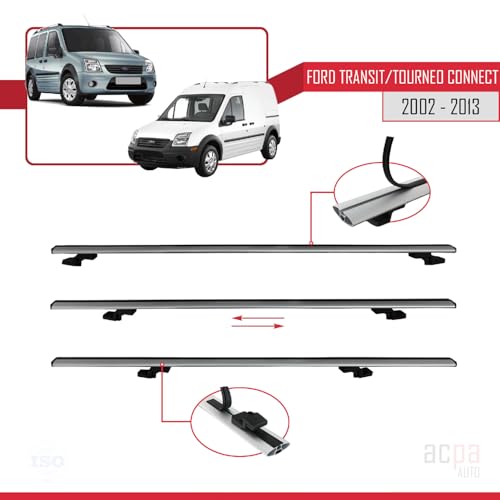 Barres de toit railing Ford Transit Connect 2002-2013 aluminium gris 4 barres - 5